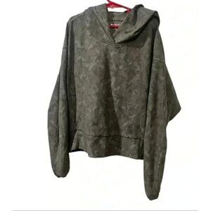 Athleta Camo Print Oversized Hoodie Sweatshirt XS Gray Cotton Blend Womens